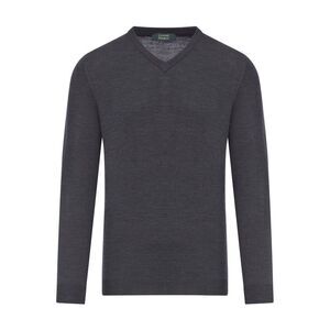 Zanone Men V-Neck Sweater In Wool Flex
